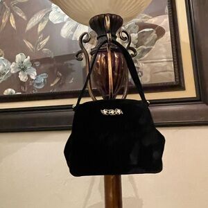 Chic Black Velvet Clutch with Embellishment